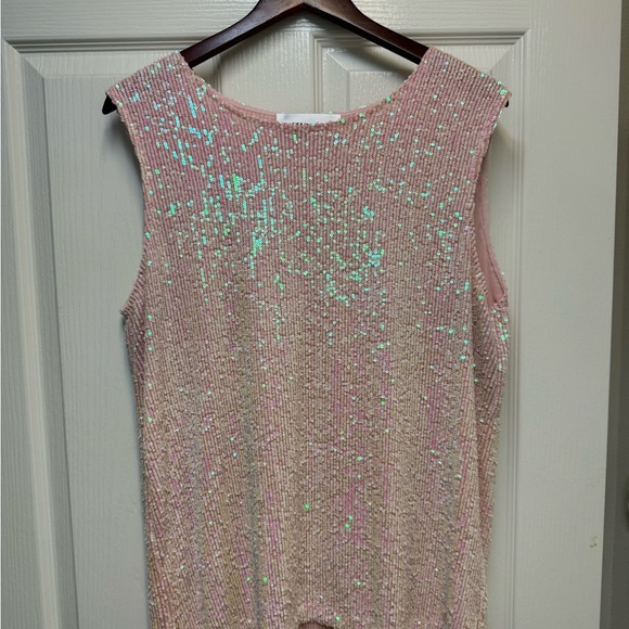 Pink Sequin Sleeveless Top - Picture 1 of 6
